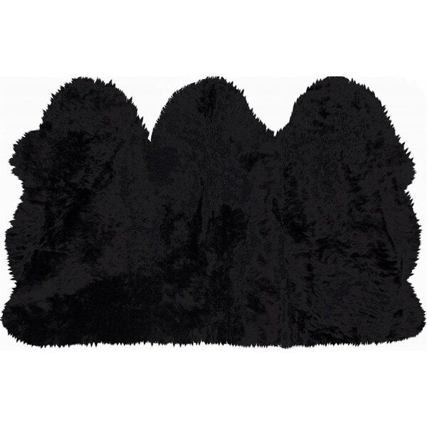 Palacedesigns 3 x 5 ft. Black Natural Sheepskin Area Rug - Black - 3' x 5' PA3096208 - main